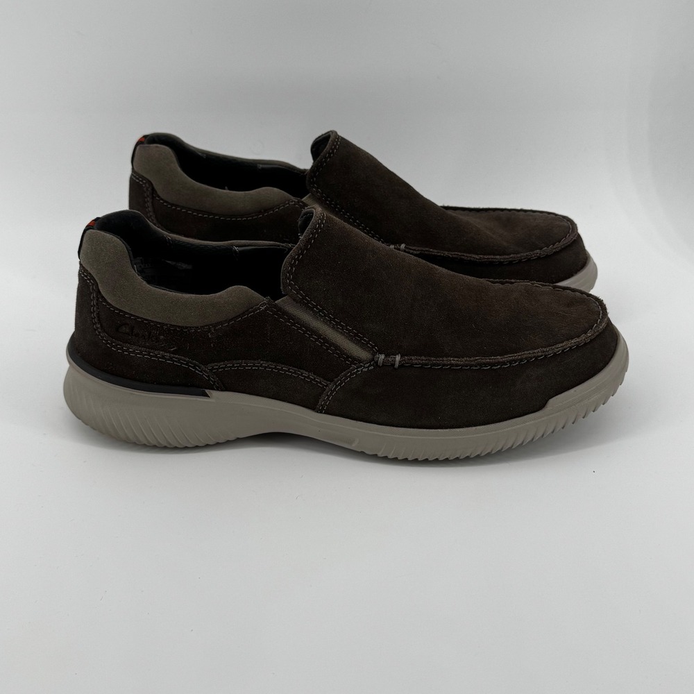 Clarks Mens Slip On Loafers Brown Suede Comfort Casual Shoes US 10.5 M